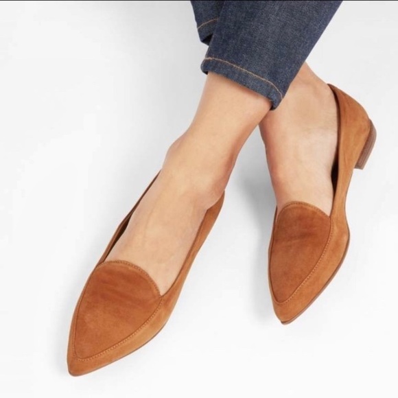 Everlane Shoes - NWT EVERLANE Modern Point Suede Flats Cognac 7 7.5